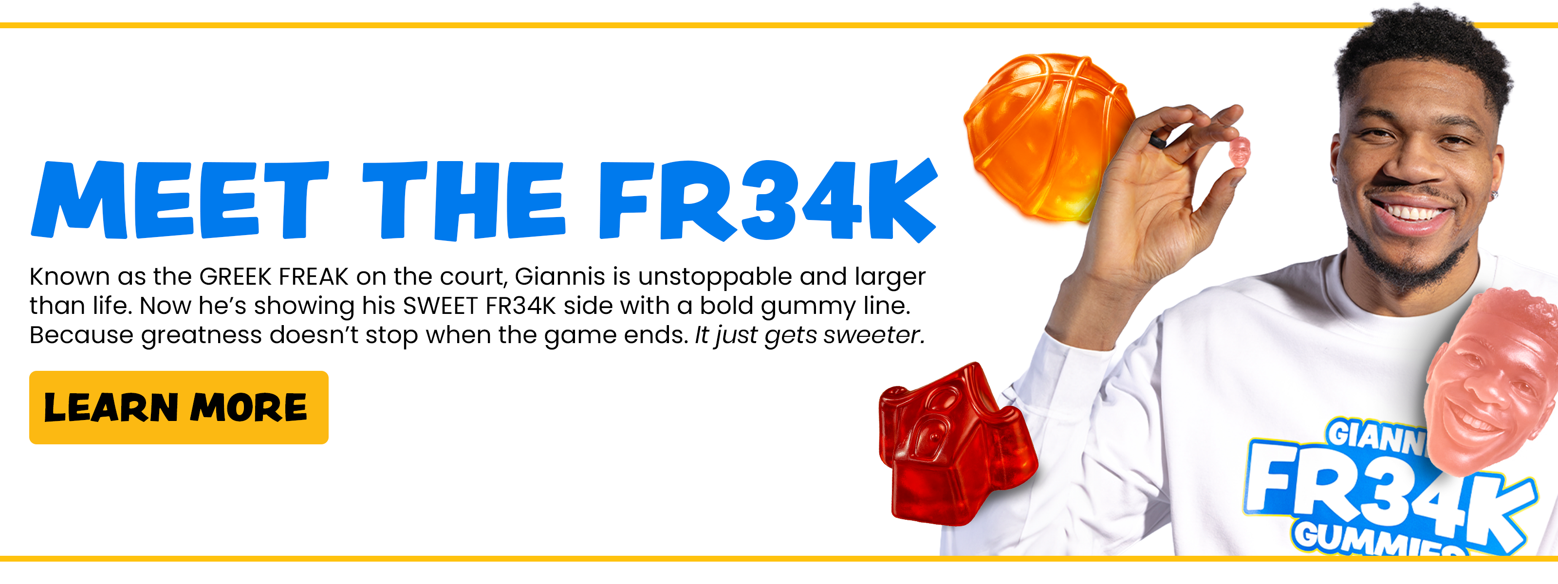 Giannis Antetokounmpo - Giannis Fr34k Gummies Candy Fun Street - Freak Gummies - Giannis Freak Gummies - American Gummies - NBA Gummies - Greek Freak - Sweet Freak - Milwaukee Bucks - Trade rumours - Basketball gummies - American gummy candy - Protein Candy - Gluten Free Candy - Fat Free Candy - Non-GMO Candy - Beef Gelatin Candy - Forbes Candy